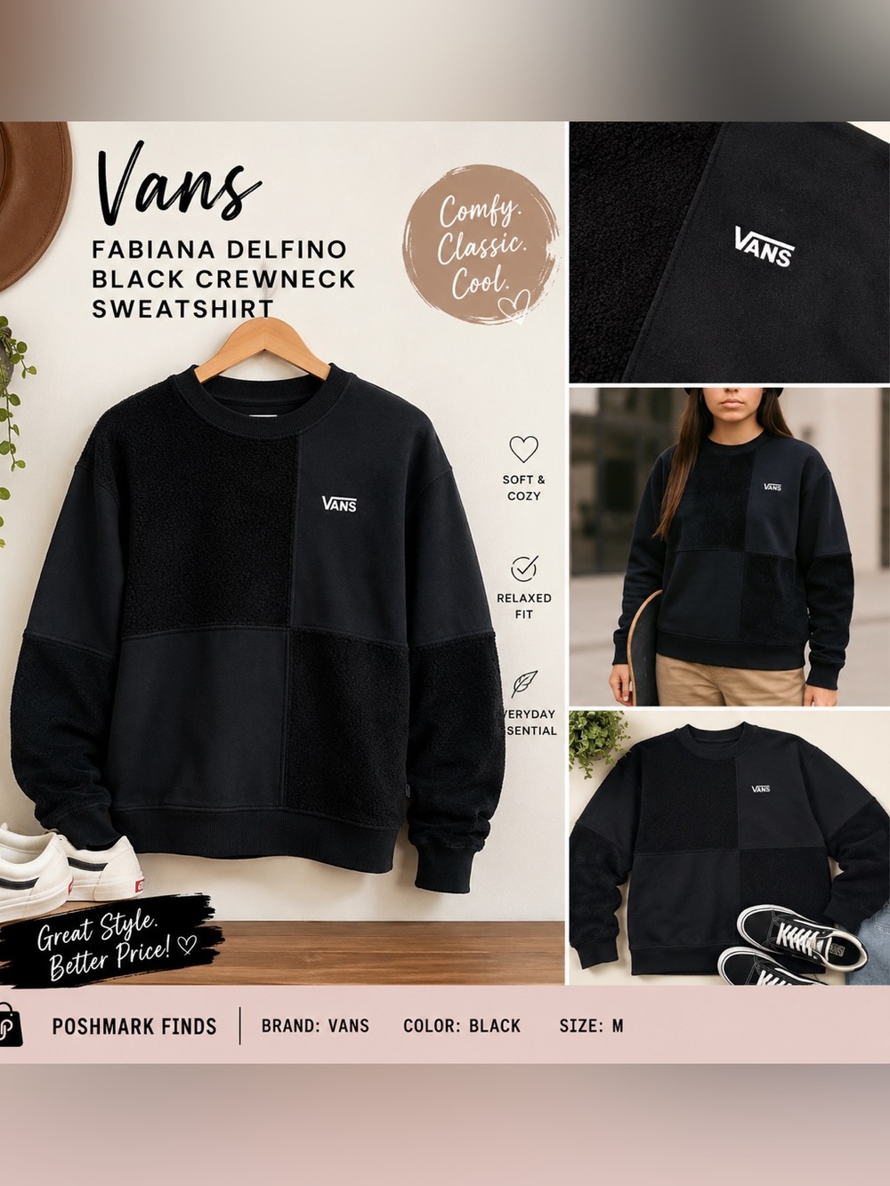 Vans Fabiana Delfino Black Crewneck Sweatershirt